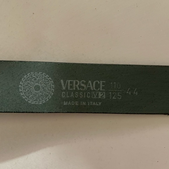 nwt VERSACE size 44" greek key LEATHER BELT - Picture 5 of 7